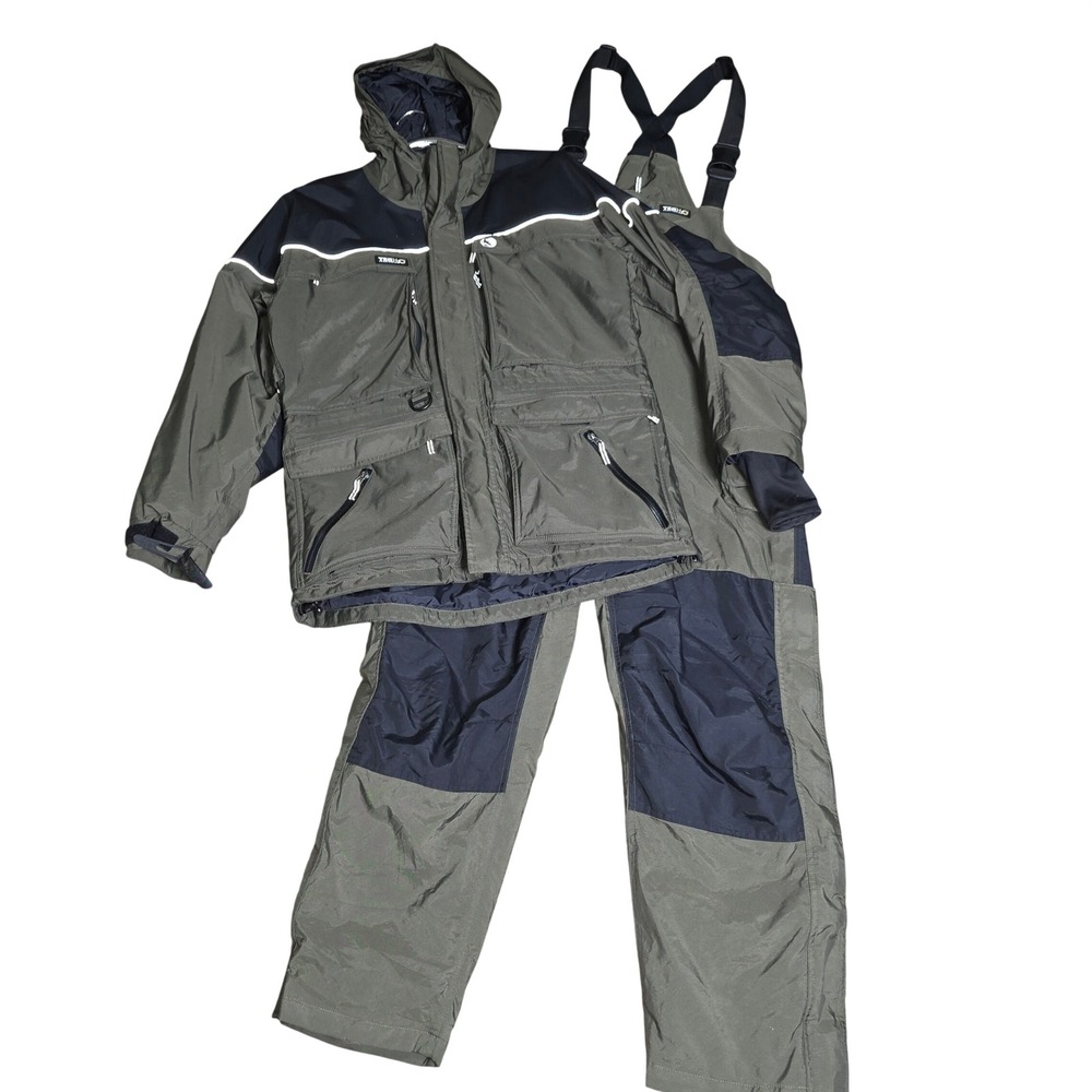 Gander Mountain Mens Fishing Hunting Rain Bib Overall Suit Olive Green Med